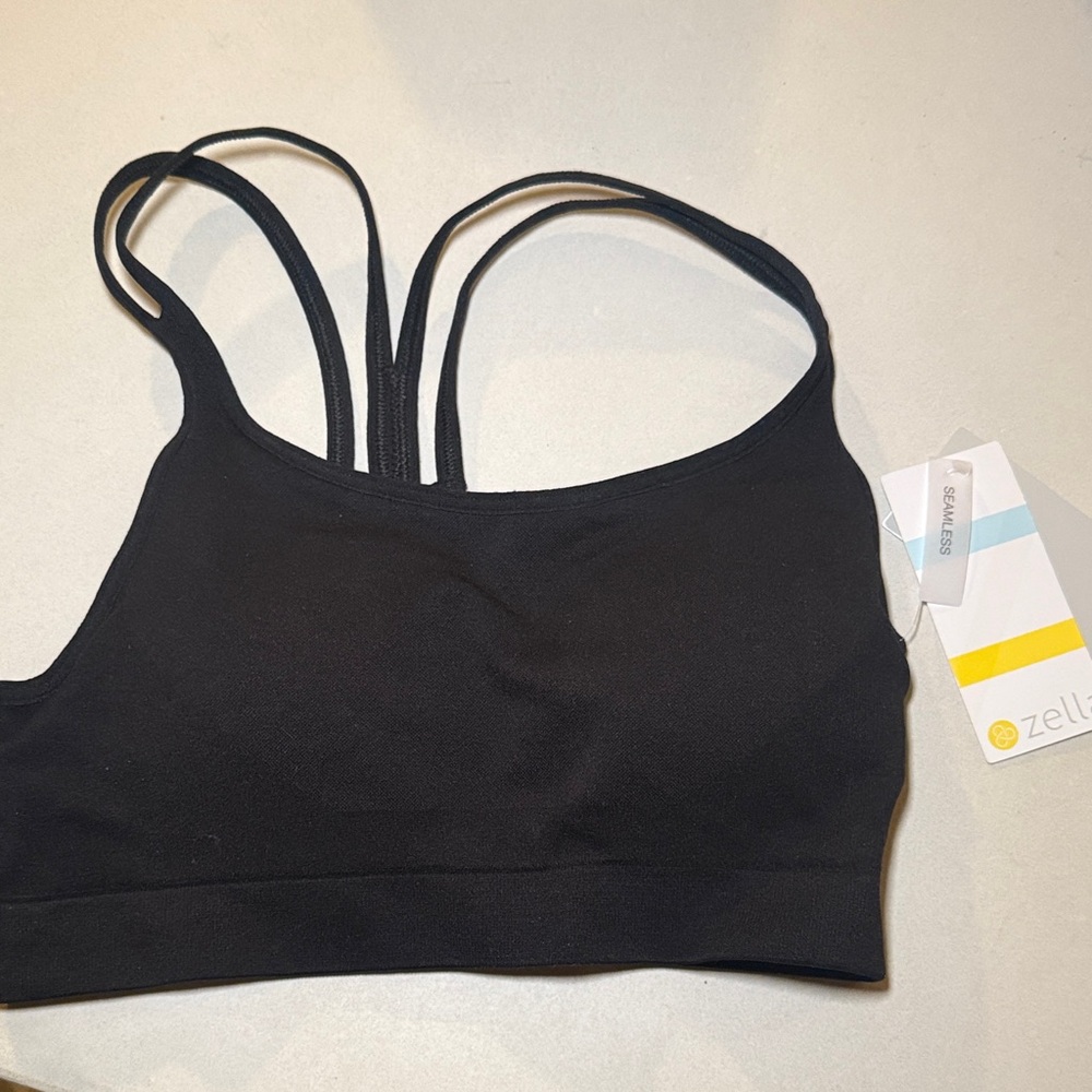 Zella Midnight Black Double-Strap Sports Bra